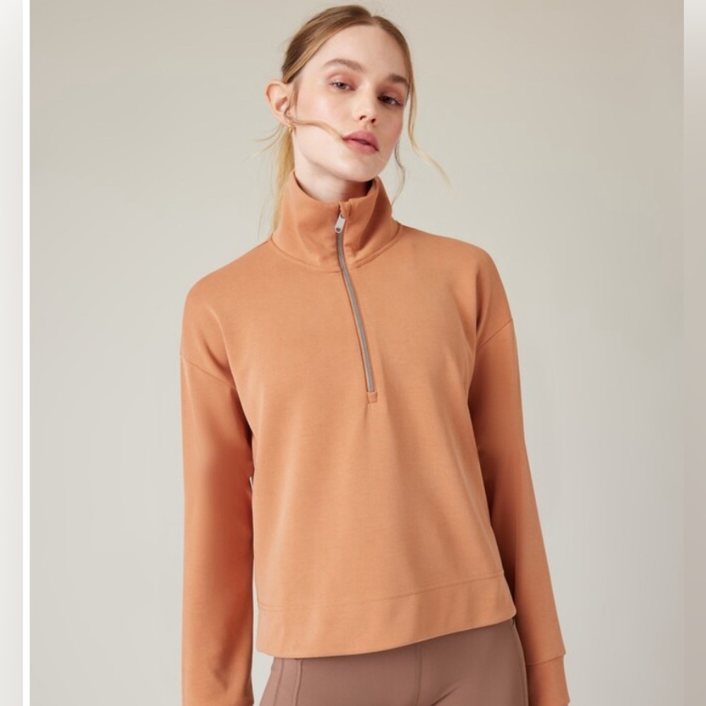 Athleta Seasoft Quarter zip Sweater NWT (Sold out color!)